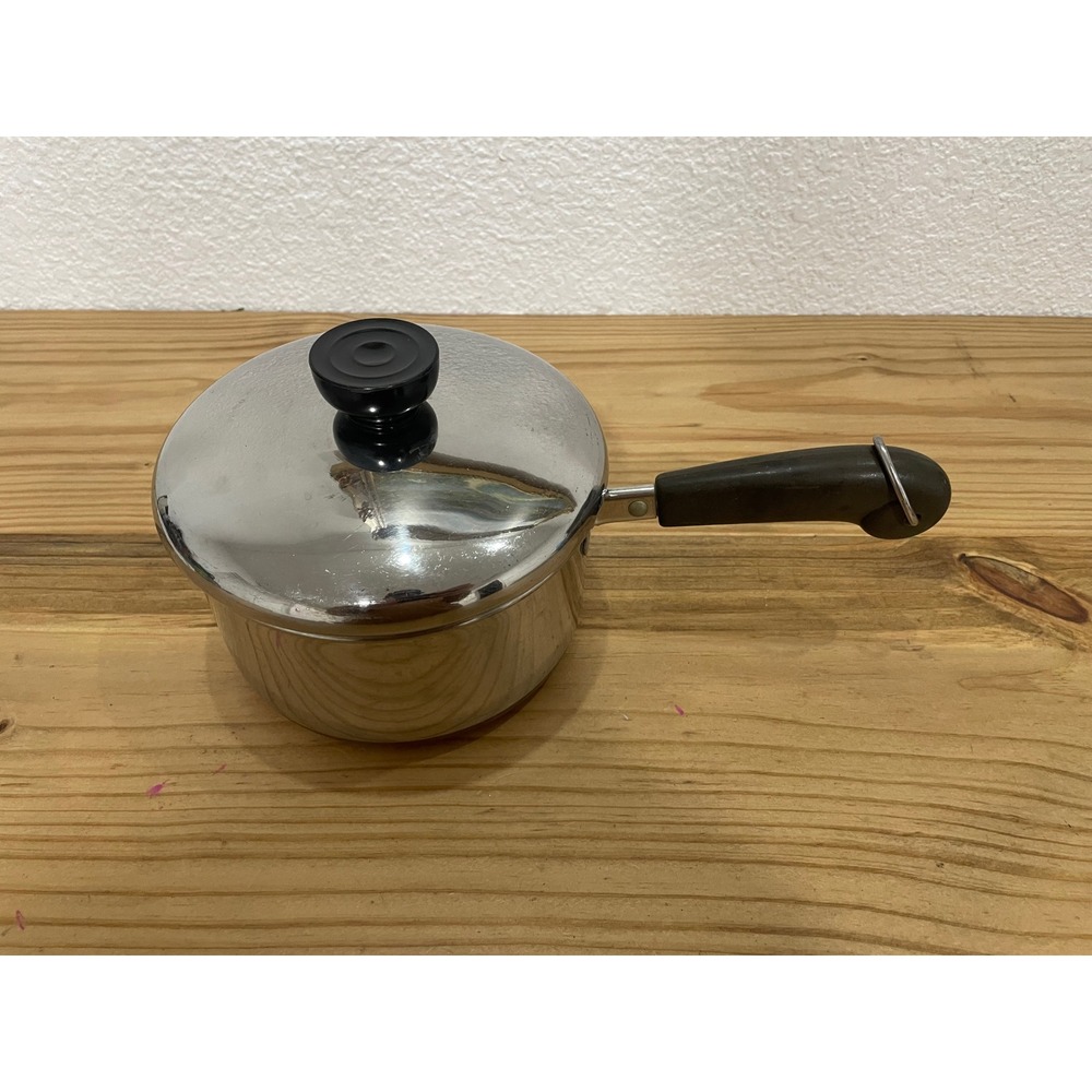 Revere Ware Sauce Pan Copper Clad Bottom With Lid 1-1/2 Qt Vintage